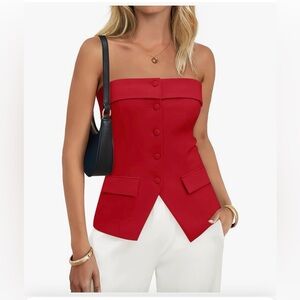 NWT Red Strapless Bustier Top-S